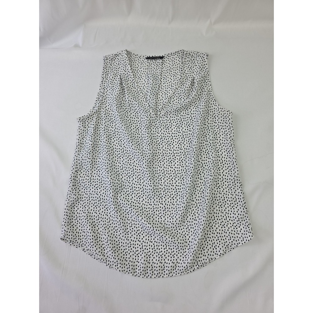 Banana Republic White Black Spotted V-Neck Malibu Tank Top‎ Large